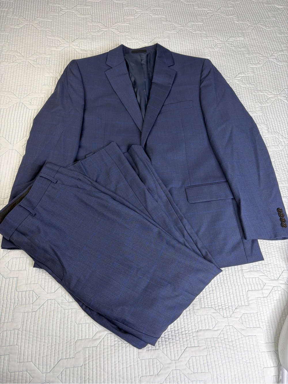 Lauren Ralph Lauren Black Label Men's Suit Natural Stretch Navy Plaid 42R 36x29